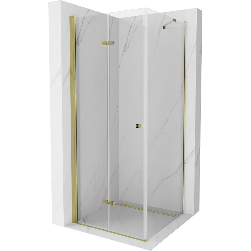 Mexen Lima faltbare Duschkabine 80 x 80 cm, transparent, gold - 856-080-080-50-00