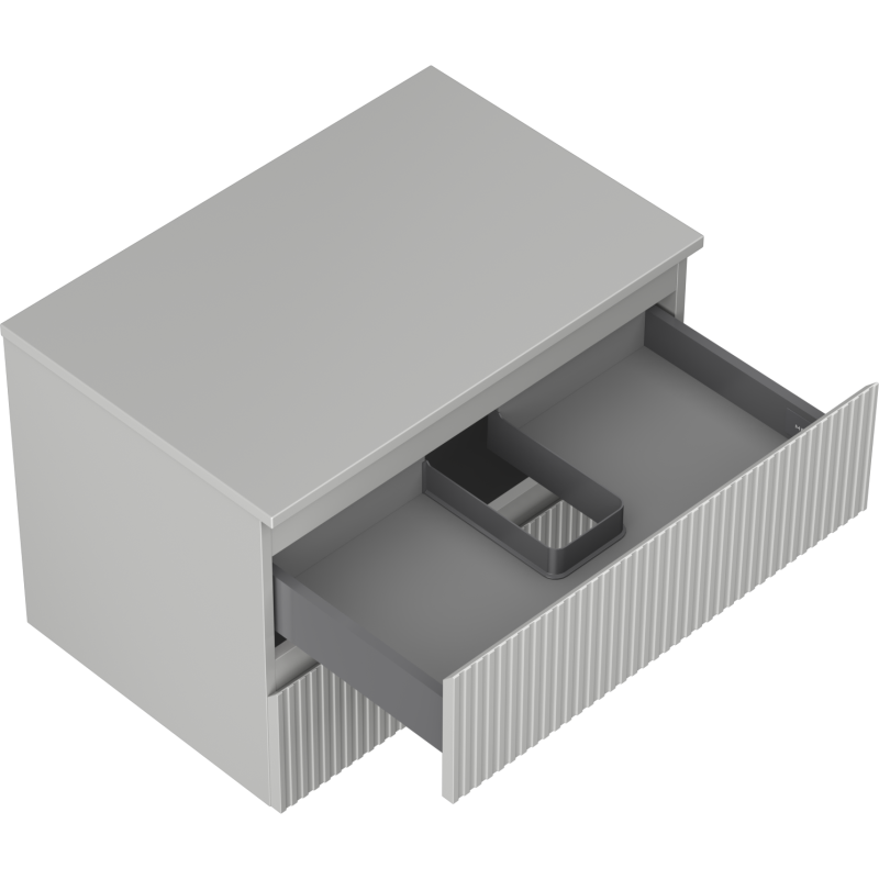 Mexen Rivel bathroom cabinet 70 cm with countertop, 2 drawers, fluted, matte grey - 91A20-07047-2-BFFC62