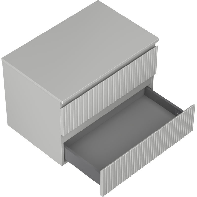Mexen Rivel bathroom cabinet 70 cm with countertop, 2 drawers, fluted, matte grey - 91A20-07047-2-BFFC62
