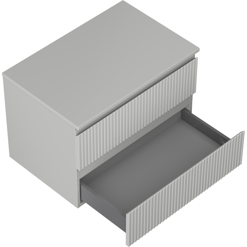 Mexen Rivel gabinete de baño bajo lavabo de 70 cm con encimera, 2 cajones, con ranuras, gris mate - 91A20-07047-2-BFFC62