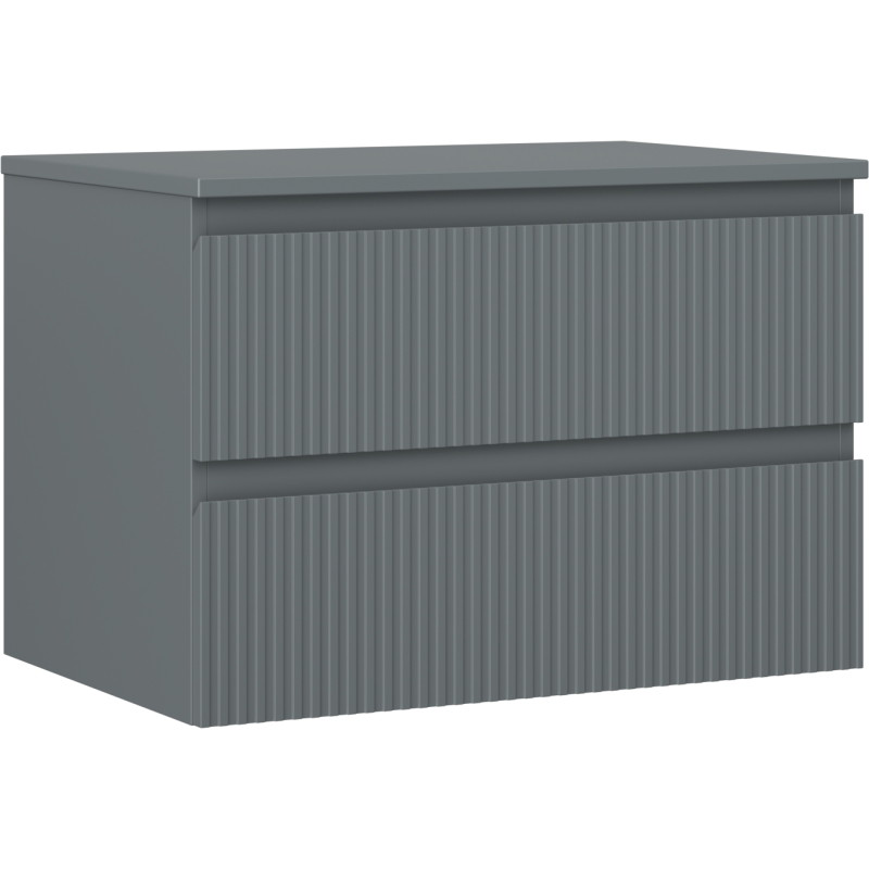 Mexen Rivel Badezimmerschrank unter Waschbecken 70 cm mit Arbeitsplatte, 2 Schubladen, gerillt, Graphit matt