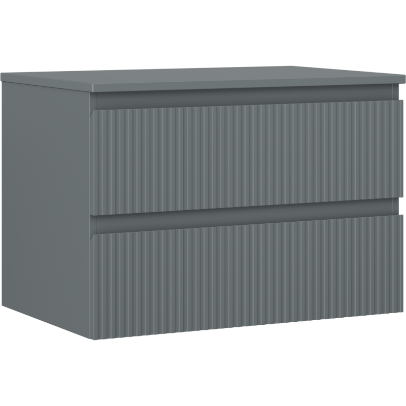 Mexen Rivel Badezimmerunterschrank 70 cm mit Arbeitsplatte, 2 Schubladen, geriffelt, Graphit matt - 91A20-07047-2-BFFC66