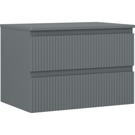 Mexen Rivel badkamerkastje onder wastafel 70 cm met blad, 2 laden, gegroefd, grafiet mat - 91A20-07047-2-BFFC66