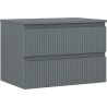 Mexen Rivel badkamerkastje onder wastafel 70 cm met blad, 2 laden, gegroefd, grafiet mat - 91A20-07047-2-BFFC66