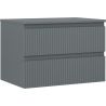 Mexen Rivel szafka łazienkowa podumywalkowa 70 cm z blatem, 2 szuflady, ryflowana , grafit mat - 91A20-07047-2-BFFC66