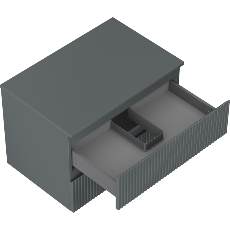 Mexen Rivel armario de baño bajo lavabo de 70 cm con encimera, 2 cajones, acanalado, grafito mate - 91A20-07047-2-BFFC66