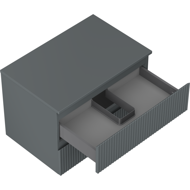 Mexen Rivel Kylpyhuoneen alakaappi pesualtaalle 70 cm tasolla, 2 laatikkoa, uritettu, grafiitinaharmaa matta
