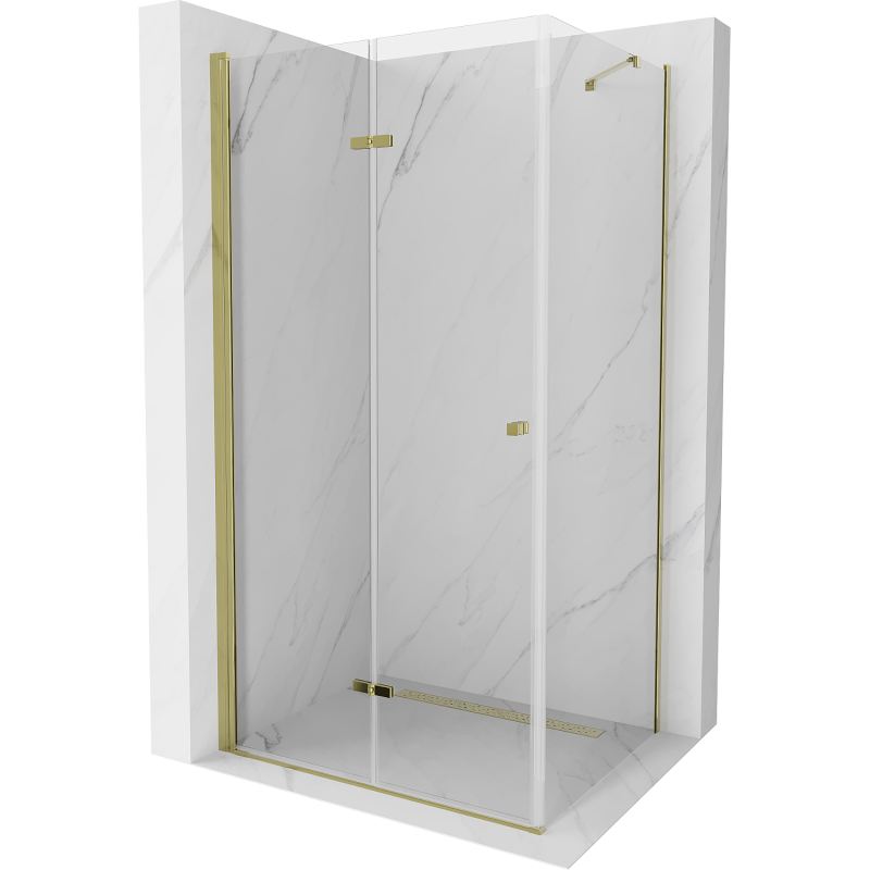 Mexen Lima cabine de douche pliante 80 x 100 cm, transparent, doré - 856-080-100-50-00