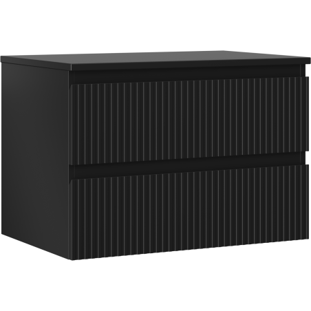 Mexen Rivel armoire de salle de bain sous lavabo 70 cm avec plateau, 2 tiroirs, rainurée, noir mat - 91A20-07047-2-BFFC71