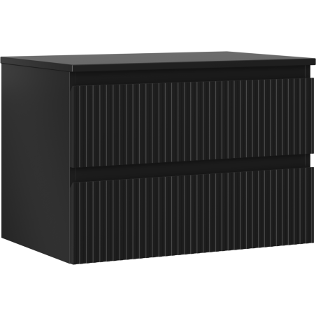 Mexen Rivel Badezimmerschrank 70 cm mit Arbeitsplatte, 2 Schubladen, geriffelt, schwarz matt - 91A20-07047-2-BFFC71