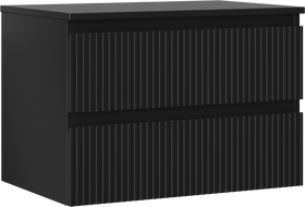 Mexen Rivel badkamerkast onder de wastafel 70 cm met blad, 2 lades, gegroefd, zwart mat - 91A20-07047-2-BFFC71