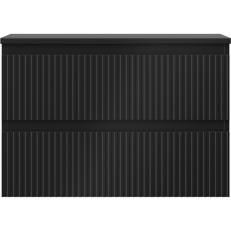 Mexen Rivel Badezimmerschrank 70 cm mit Arbeitsplatte, 2 Schubladen, geriffelt, Schwarz matt - 91A20-07047-2-BFFC71