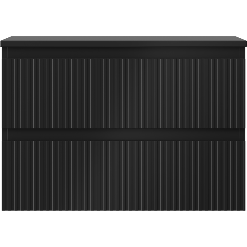 Mexen Rivel gabinete de baño bajo lavabo de 70 cm con encimera, 2 cajones, acanalado, negro mate - 91A20-07047-2-BFFC71