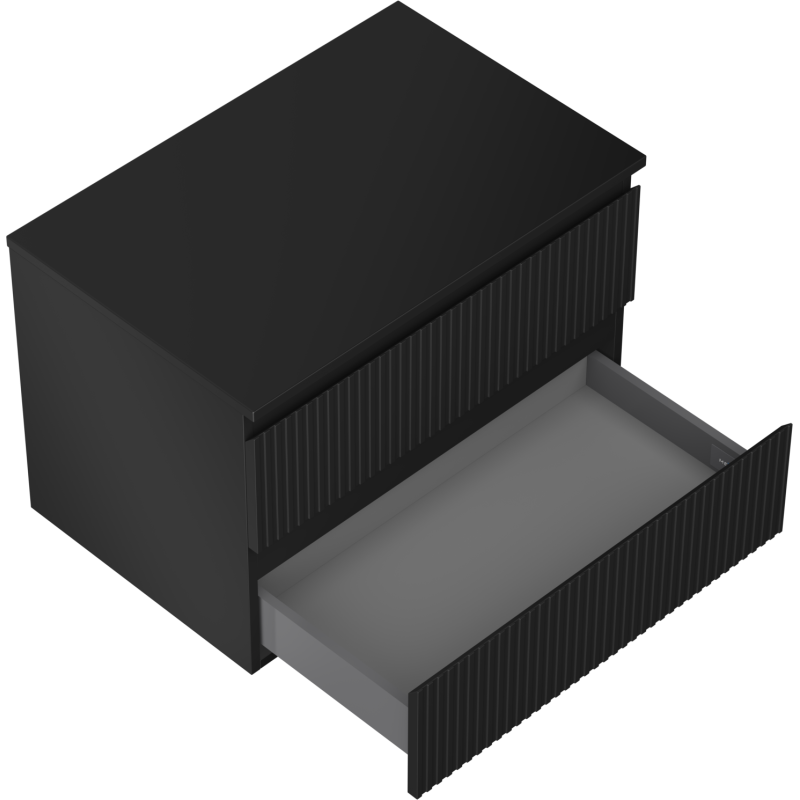 Mexen Rivel mobiletto da bagno sottolavabo 70 cm con piano, 2 cassetti, scanalato, nero opaco - 91A20-07047-2-BFFC71