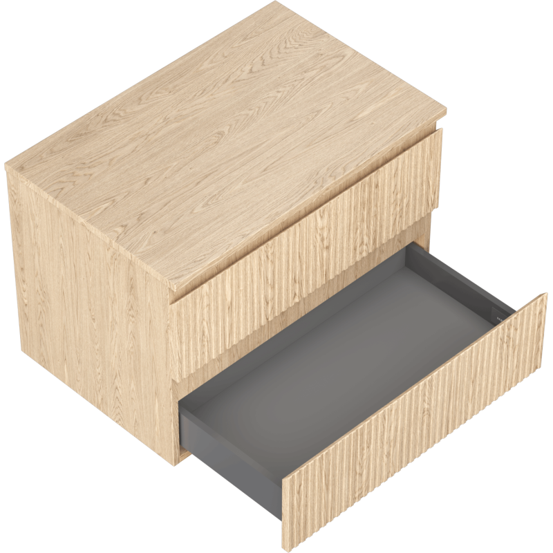 Mexen Rivel meuble de salle de bains sous-lavabo 70 cm avec plateau, 2 tiroirs, rainuré, chêne - 91A20-07047-2-BFFC81