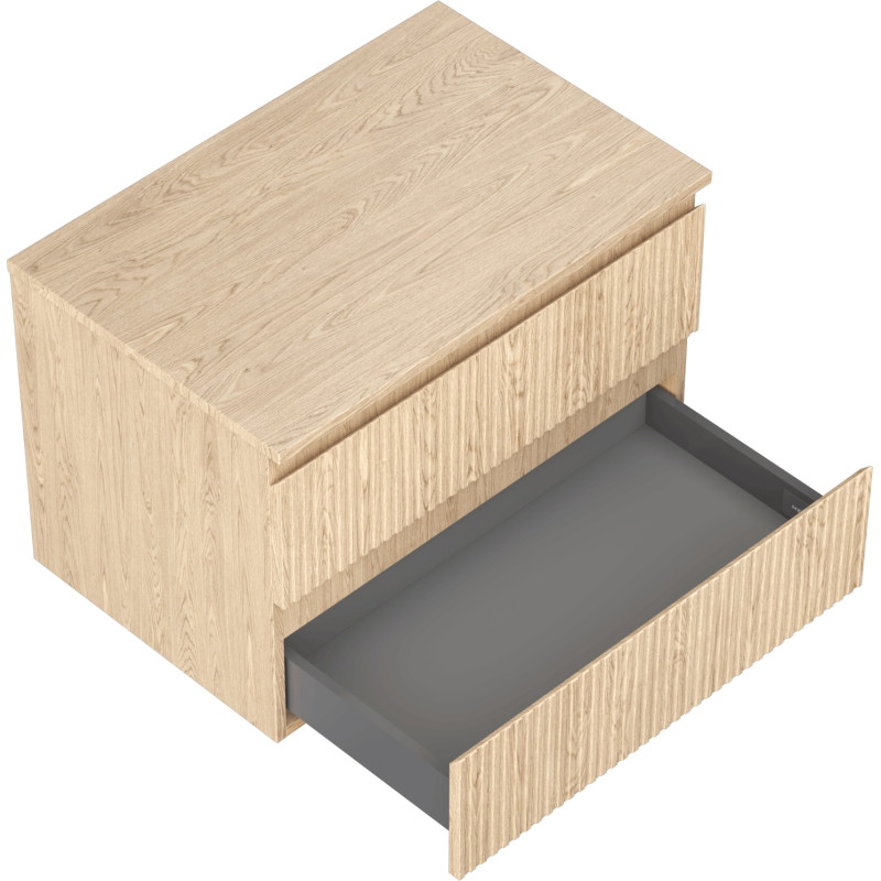Mexen Rivel mobile bagno sotto lavabo 70 cm con piano, 2 cassetti, scanalato, rovere - 91A20-07047-2-BFFC81