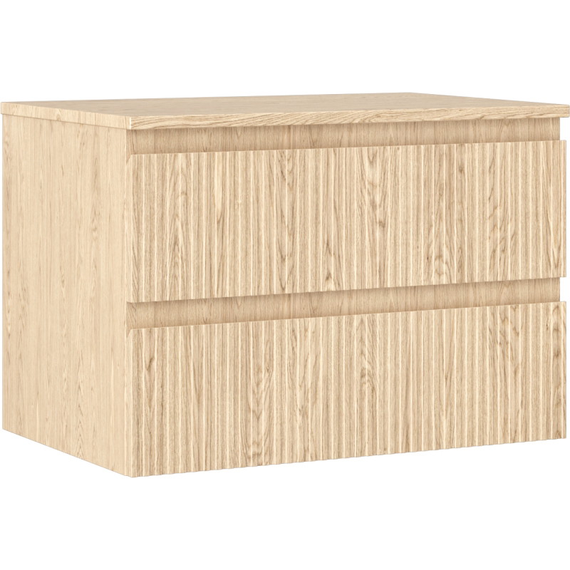Mexen Rivel armario de baño debajo del lavabo 70 cm con encimera, 2 cajones, acanalado, roble - 91A20-07047-2-BFFC81