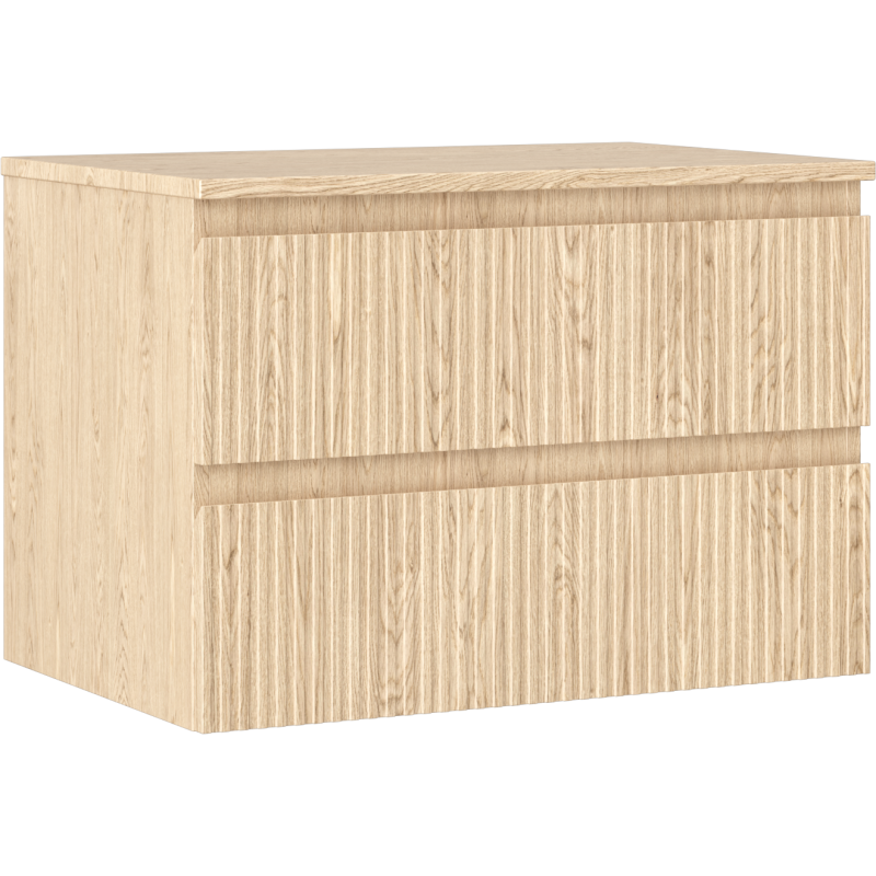Mexen Rivel Badezimmerschrank unter Waschbecken 70 cm mit Arbeitsplatte, 2 Schubladen, geriffelt, Eiche - 91A20-07047-2-BFFC81