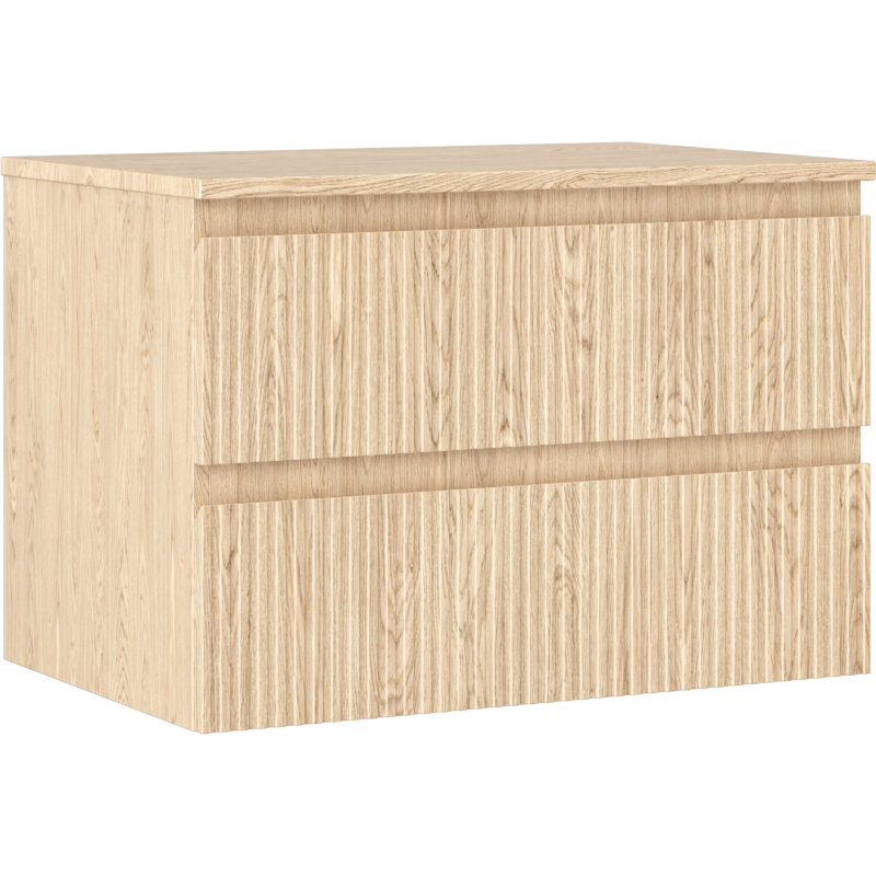 Mexen Rivel szafka łazienkowa podumywalkowa 70 cm z blatem, 2 szuflady, ryflowana , dąb - 91A20-07047-2-BFFC81