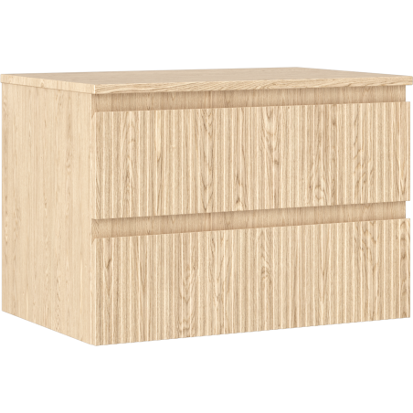 Mexen Rivel 70 cm Bathroom Cabinet with Countertop, 2 Drawers, Fluted, Oak - 91A20-07047-2-BFFC81