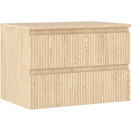 Mexen Rivel Badezimmerschrank unter Waschbecken 70 cm mit Arbeitsplatte, 2 Schubladen, geriffelt, Eiche - 91A20-07047-2-BFFC81