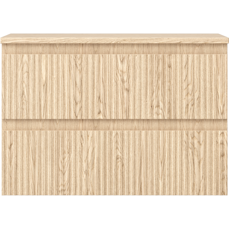 Mexen Rivel 70 cm Under-Sink Bathroom Cabinet with Countertop, 2 Drawers, Grooved, Oak - 91A20-07047-2-BFFC81