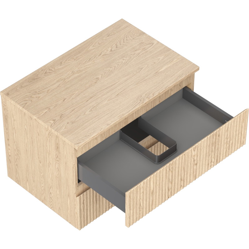 Mexen Rivel armario de baño debajo del lavabo 70 cm con encimera, 2 cajones, acanalado, roble - 91A20-07047-2-BFFC81