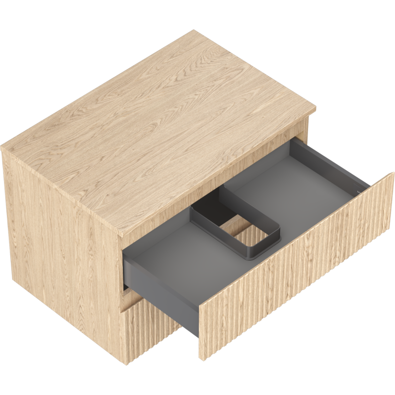 Mexen Rivel Badezimmerschrank unter Waschbecken 70 cm mit Arbeitsplatte, 2 Schubladen, gerillt, Eiche - 91A20-07047-2-BFFC81