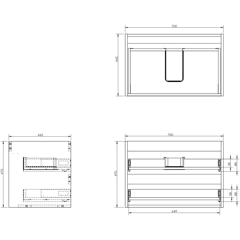 Mexen Rivel bathroom cabinet for washbasin 70 cm with countertop, 2 drawers, grooved, walnut - 91A20-07047-2-BFFC86