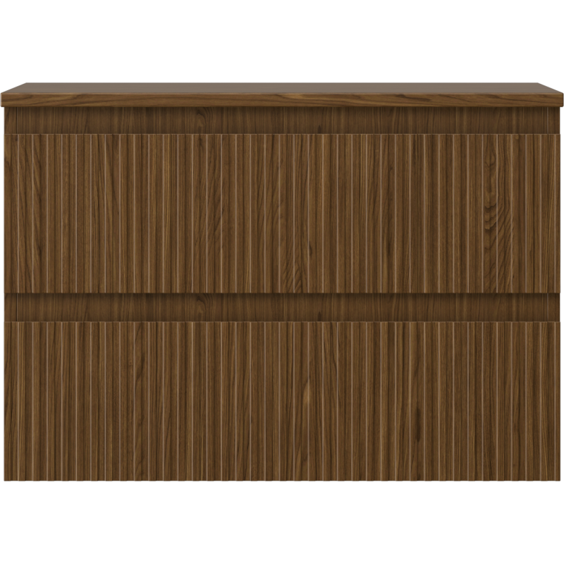 Mexen Rivel bathroom cabinet for washbasin 70 cm with countertop, 2 drawers, grooved, walnut - 91A20-07047-2-BFFC86