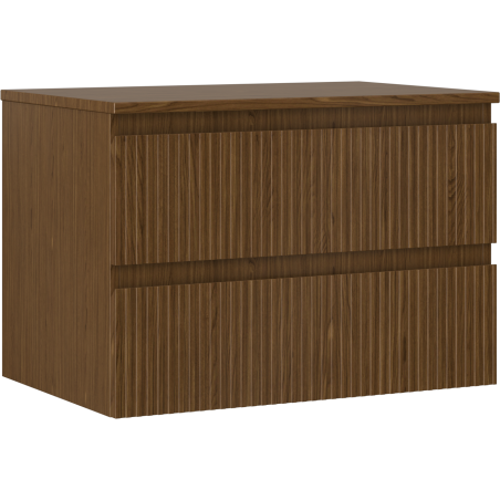 Mexen Rivel badkamerkastje onder de wastafel 70 cm met blad, 2 lades, gegroefd, walnoot - 91A20-07047-2-BFFC86