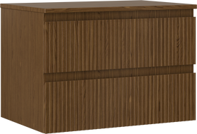 Mexen Rivel badkamerkastje onder wastafel 70 cm met blad, 2 lades, geribbeld, notenhout - 91A20-07047-2-BFFC86