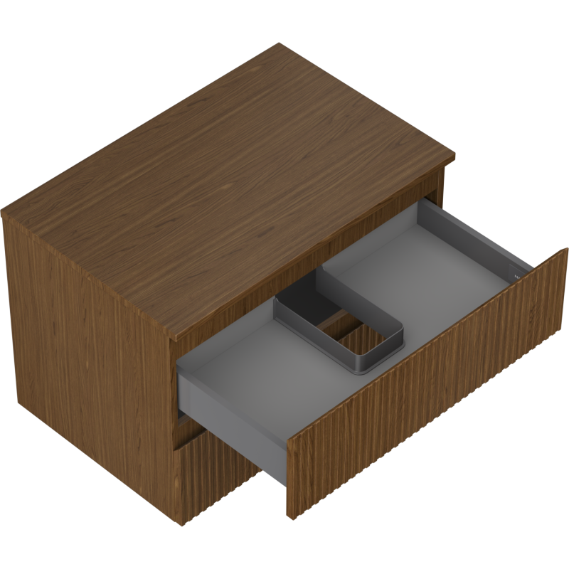 Mexen Rivel Badezimmerschrank 70 cm mit Arbeitsplatte, 2 Schubladen, gerillt, Nuss - 91A20-07047-2-BFFC86