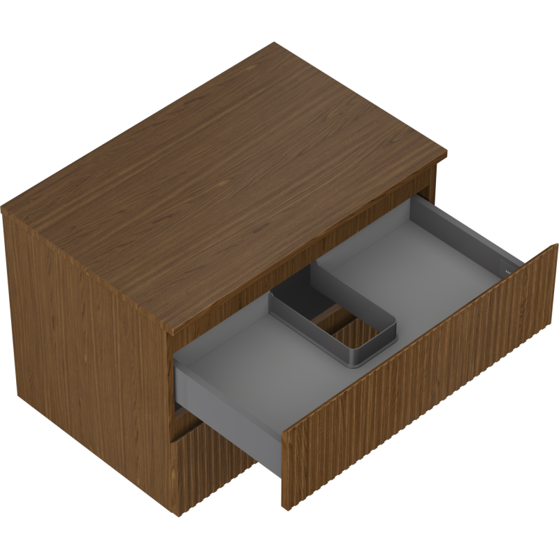 Mexen Rivel bathroom cabinet for washbasin 70 cm with countertop, 2 drawers, grooved, walnut - 91A20-07047-2-BFFC86