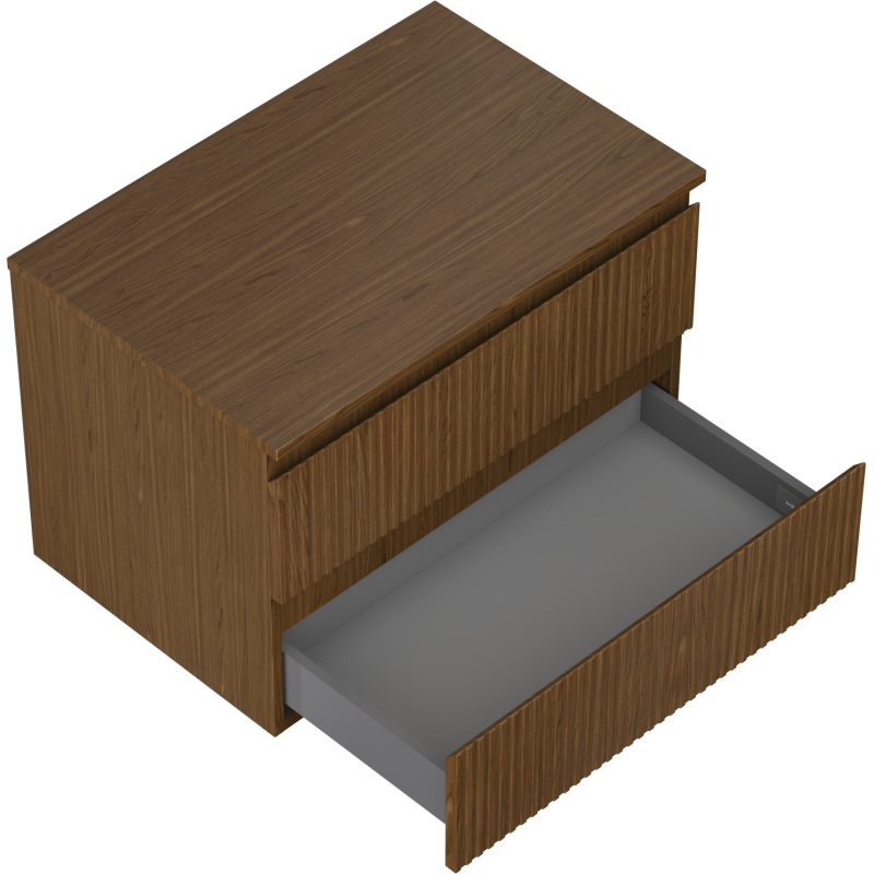 Mexen Rivel bathroom cabinet for washbasin 70 cm with countertop, 2 drawers, grooved, walnut - 91A20-07047-2-BFFC86