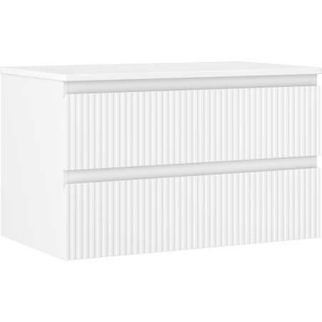 Mexen Rivel badrumsskåp under handfat 80 cm med skiva, 2 lådor, räfflad, vit matt - 91A20-08047-2-BFFC01