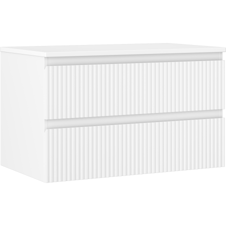 Mexen Rivel szafka łazienkowa podumywalkowa 80 cm z blatem, 2 szuflady, ryflowana , biała mat - 91A20-08047-2-BFFC01