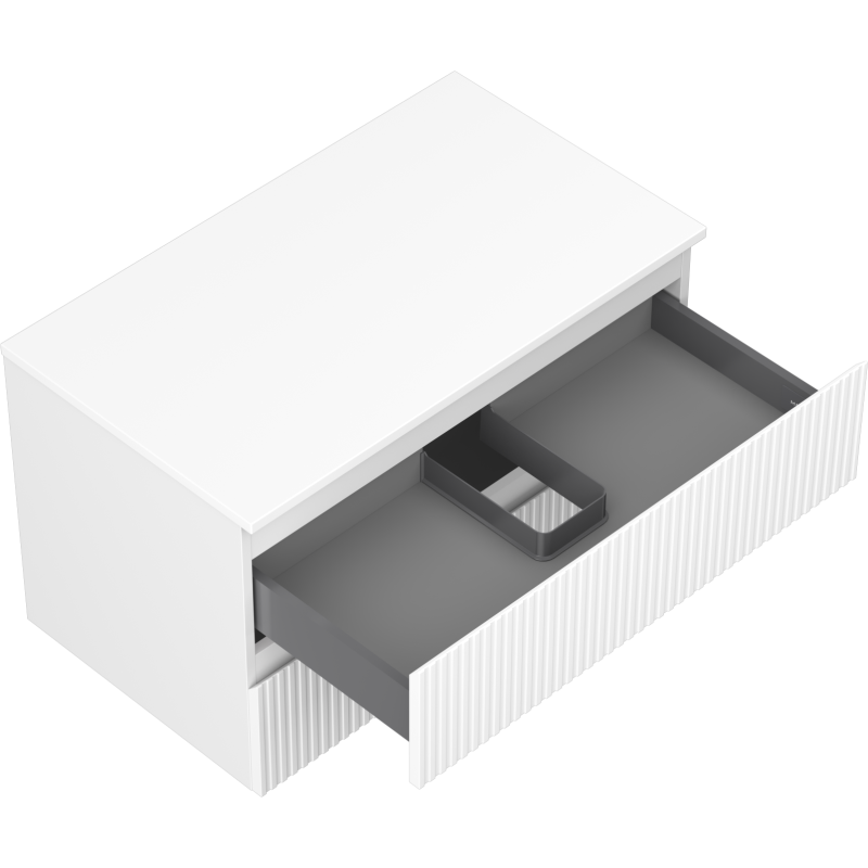Mexen Rivel mueble de baño bajo lavabo de 80 cm con encimera, 2 cajones, acanalado, blanco mate - 91A20-08047-2-BFFC01