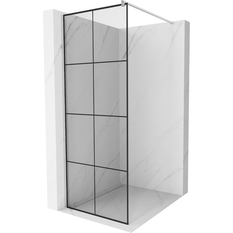 Mexen Kioto dušisein Walk-in 90 x 200 cm, must ruudustik 8 mm, kroom - 800-090-101-01-77