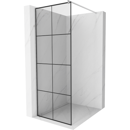 Mexen Kioto Walk-in-Duschwand 90 x 200 cm, schwarzes Gitter 8 mm, Chrom - 800-090-101-01-77