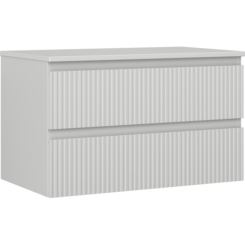 Mexen Rivel Badezimmer-Unterschrank 80 cm mit Arbeitsplatte, 2 Schubladen, gerillt, grau matt - 91A20-08047-2-BFFC62