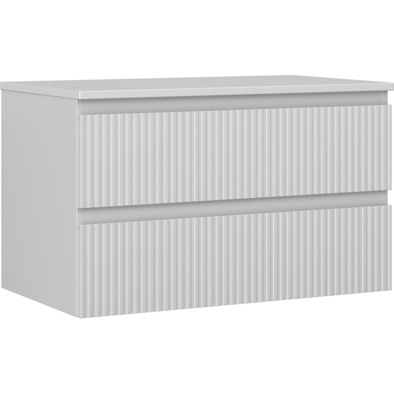 Mexen Rivel szafka łazienkowa podumywalkowa 80 cm z blatem, 2 szuflady, ryflowana , szara mat - 91A20-08047-2-BFFC62