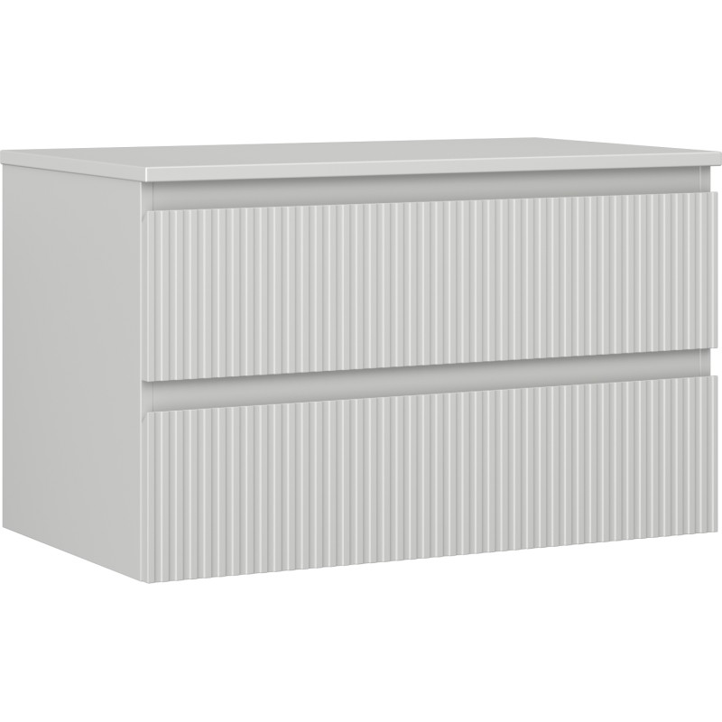 Mexen Rivel vannitoakapp kraanikausi alla 80 cm lauaplaat, 2 sahtlit, sooneline, hall matt - 91A20-08047-2-BFFC62