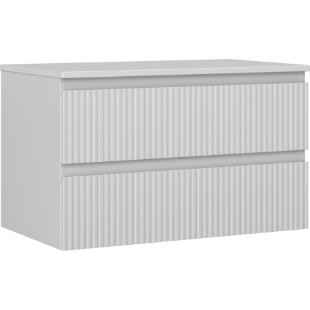 Mexen Rivel Badezimmer-Unterschrank 80 cm mit Arbeitsplatte, 2 Schubladen, gerillt, grau matt - 91A20-08047-2-BFFC62