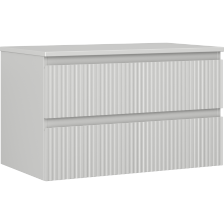 Mexen Rivel szafka łazienkowa podumywalkowa 80 cm z blatem, 2 szuflady, ryflowana , szara mat - 91A20-08047-2-BFFC62