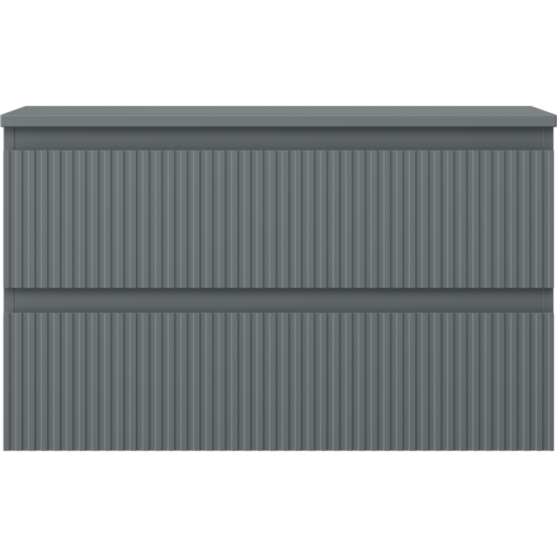 Mexen Rivel badkamerkast onder de wastafel 80 cm met blad, 2 laden, geribbeld, mat grafiet - 91A20-08047-2-BFFC66