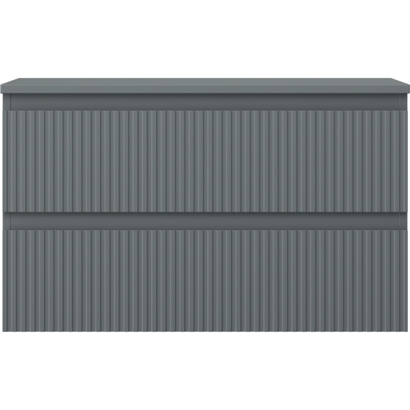 Mexen Rivel meuble de salle de bains sous-lavabo 80 cm avec plateau, 2 tiroirs, rainuré, graphite mat - 91A20-08047-2-BFFC66