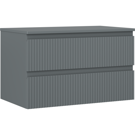 Mexen Rivel badkamerkastje voor wastafel 80 cm met blad, 2 lades, geribbeld, grafiet mat - 91A20-08047-2-BFFC66