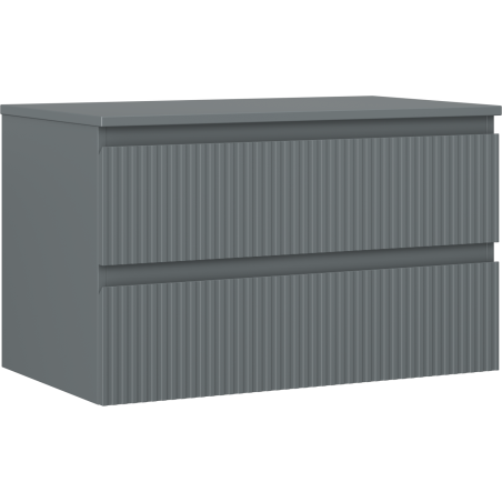 Mexen Rivel szafka łazienkowa podumywalkowa 80 cm z blatem, 2 szuflady, ryflowana , grafit mat - 91A20-08047-2-BFFC66