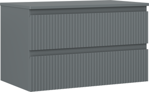Mexen Rivel badkamerkastje voor wastafel 80 cm met blad, 2 lades, geribbeld, grafiet mat - 91A20-08047-2-BFFC66